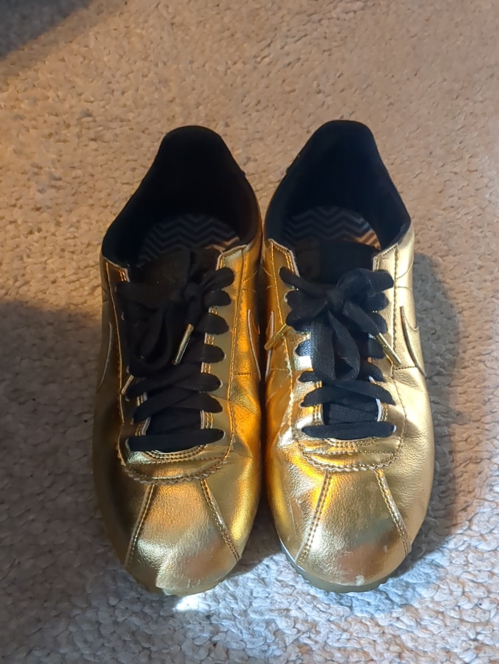 Nike Cortez Metallic Gold Lace-Up Sneakers